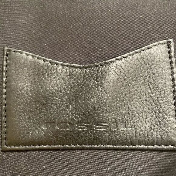 Fossil Crossbody Bag Black Shoulder Leather Microfiber Work Fashion Business - Picture 13 of 14